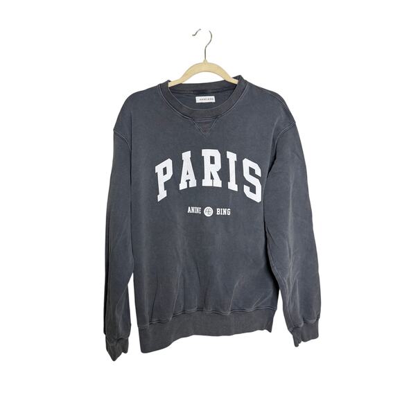 Anine Bing Ramona Paris Gray Sweatshirt Women’s Sz. M - Picture 3 of 9